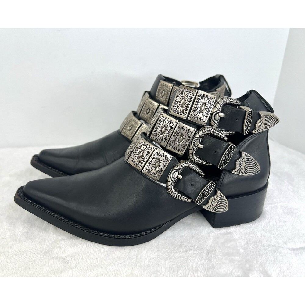 Free People Jeffrey Campbell Ace Western Boot Heels Snip Toe Leather Womens 6